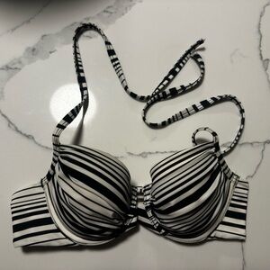 Victoria's Secret Black and White Striped Bikini Top